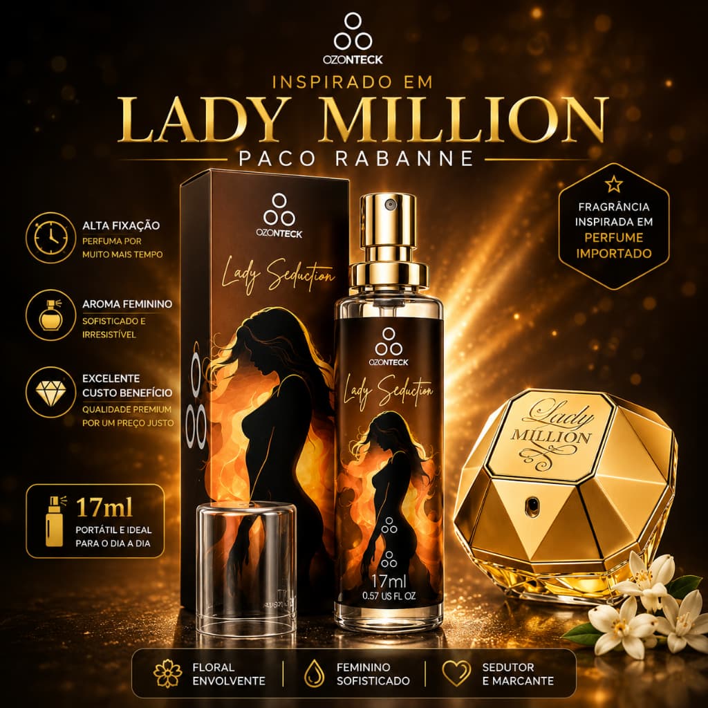 Perfume Lady Seduction 17ml Ozonteck| Longa duração | Feminino| Perfume importado| Original| Sedutor