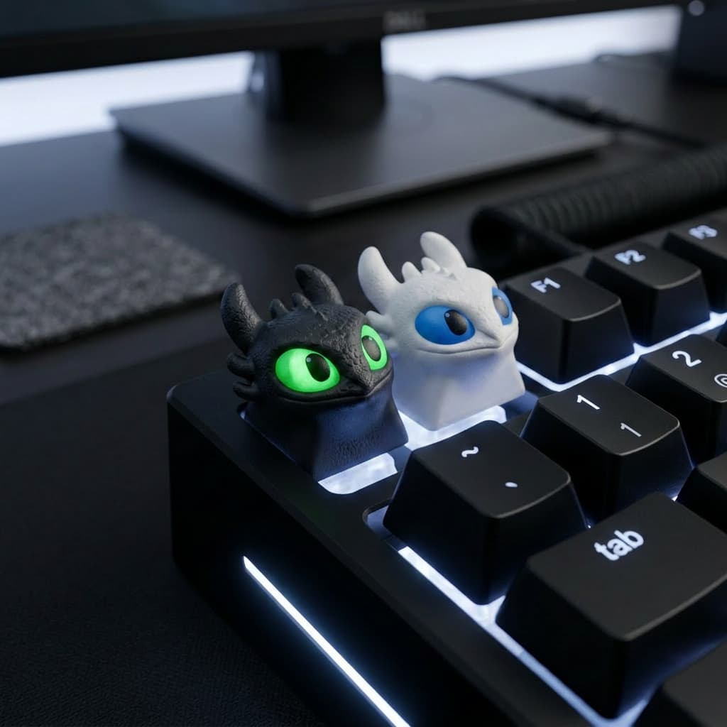 Keycap Furia da Noite e Luz Banguela Como Treinar Seu Dragão 3D Teclado Mecânico Personalizada Gamer Geek Presente
