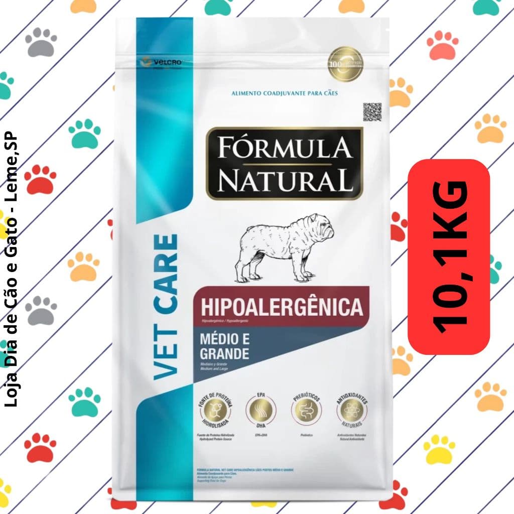 Ração 10,1kg Formula Natural Hipoalergênica Cachorros Medios e Grandes - Vet Care