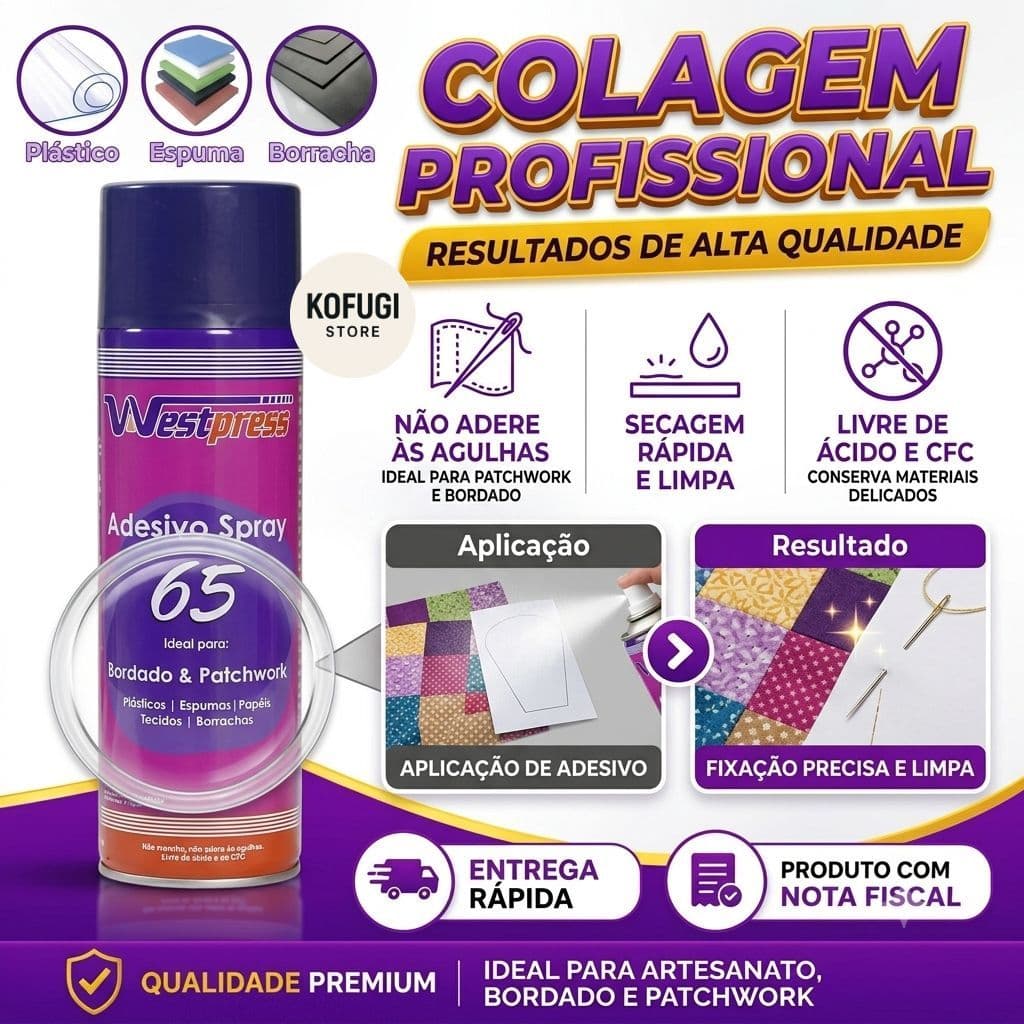 Cola Spray Temporária Westpress Para Tecidos Papeis Patchwork 500ml