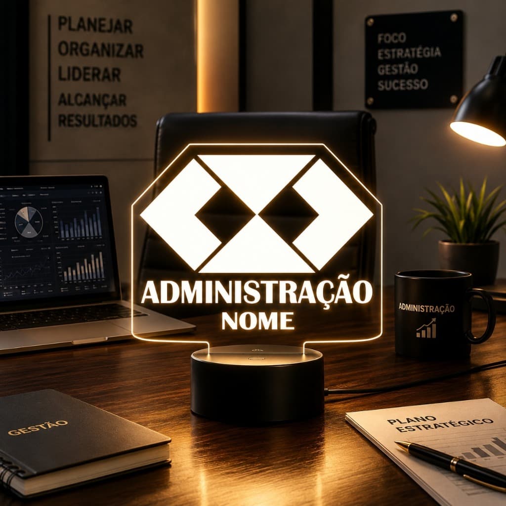 Luminária Led 3d Administração Curso | Abajur Presente Criativo Decoração Multicores