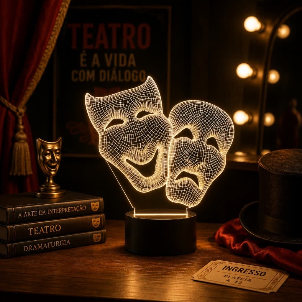 Luminária Led 3d | Teatro Ator Atriz | Abajur Presente Criativo Decoração Multicores