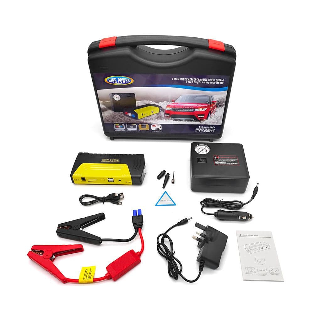 Auxiliar de Partida Veicular TM15 12V Chupeta Portátil com Maleta e USB Bivolt Carregador de Emergência
