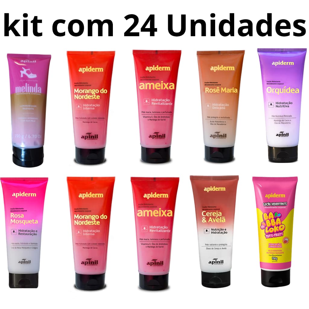 KIT 24 UNIDADES LOÇÃO HIDRATANTE CORPORAL APIDERM APINIL