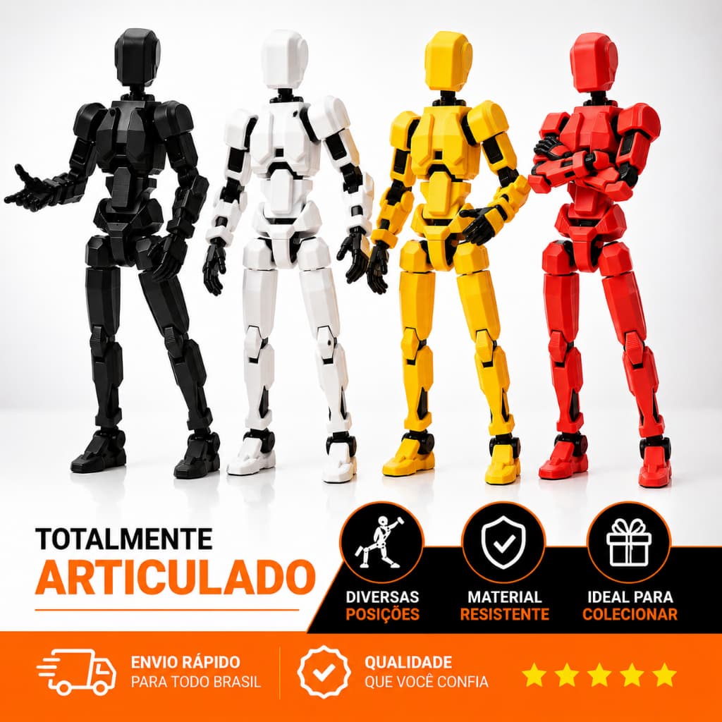 Boneco Articulado Dummy Brinquedo Infantil Figura Criativo de Manipular e Montar Acessórios