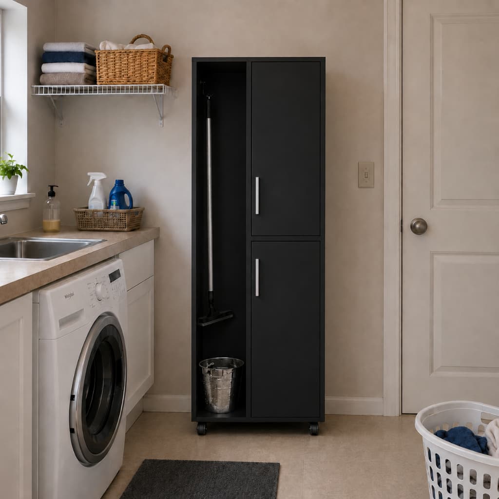Móvel Organizador Multiuso Vertical para Área de Serviço e Cozinha com Portas