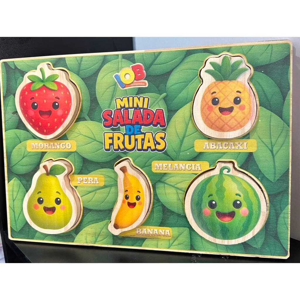 Brinquedo educativo de encaixe Infantil Salada de Frutas Pedagógico Educativo em Madeira MDF