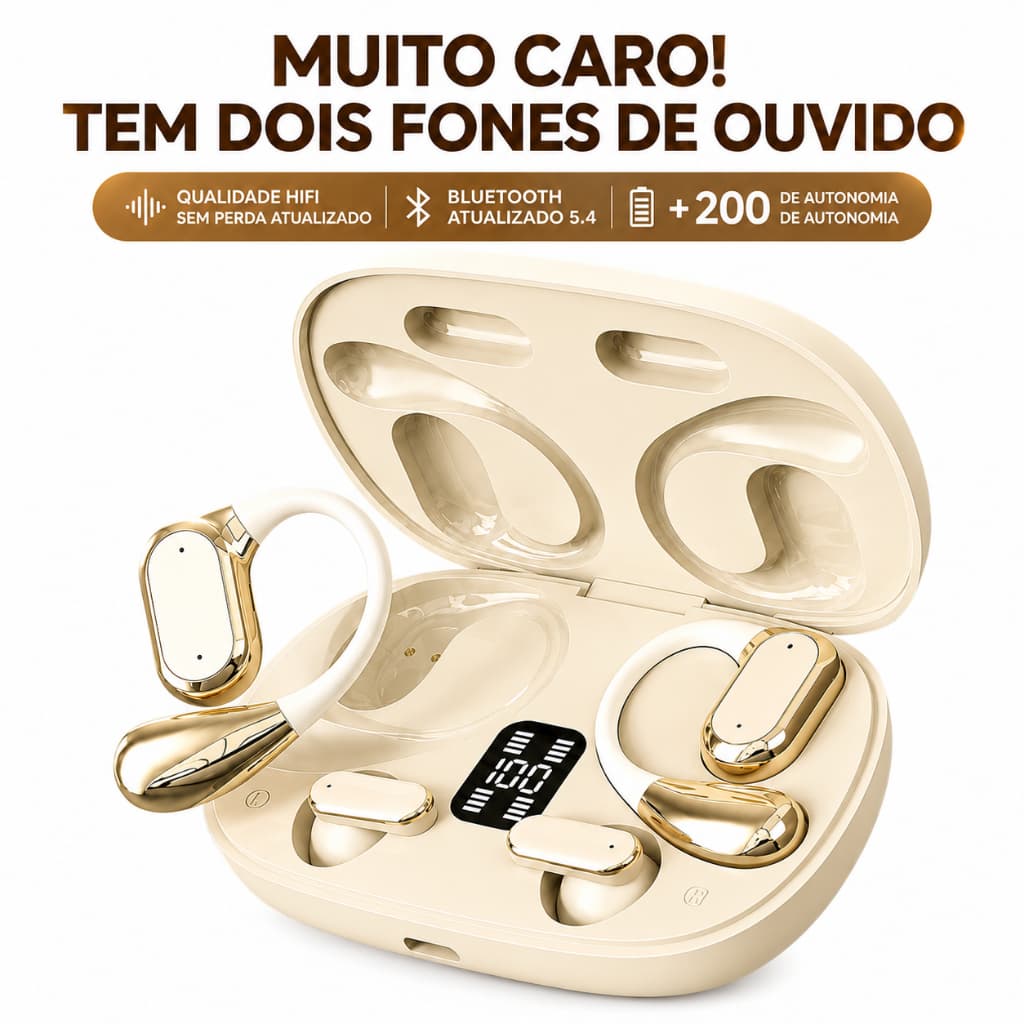 Fone de Ouvido Bluetooth 5.4 Sem Fio TWS Quatro Fones Display LED Redução Ruído Esportivo Pronta Entrega-B6