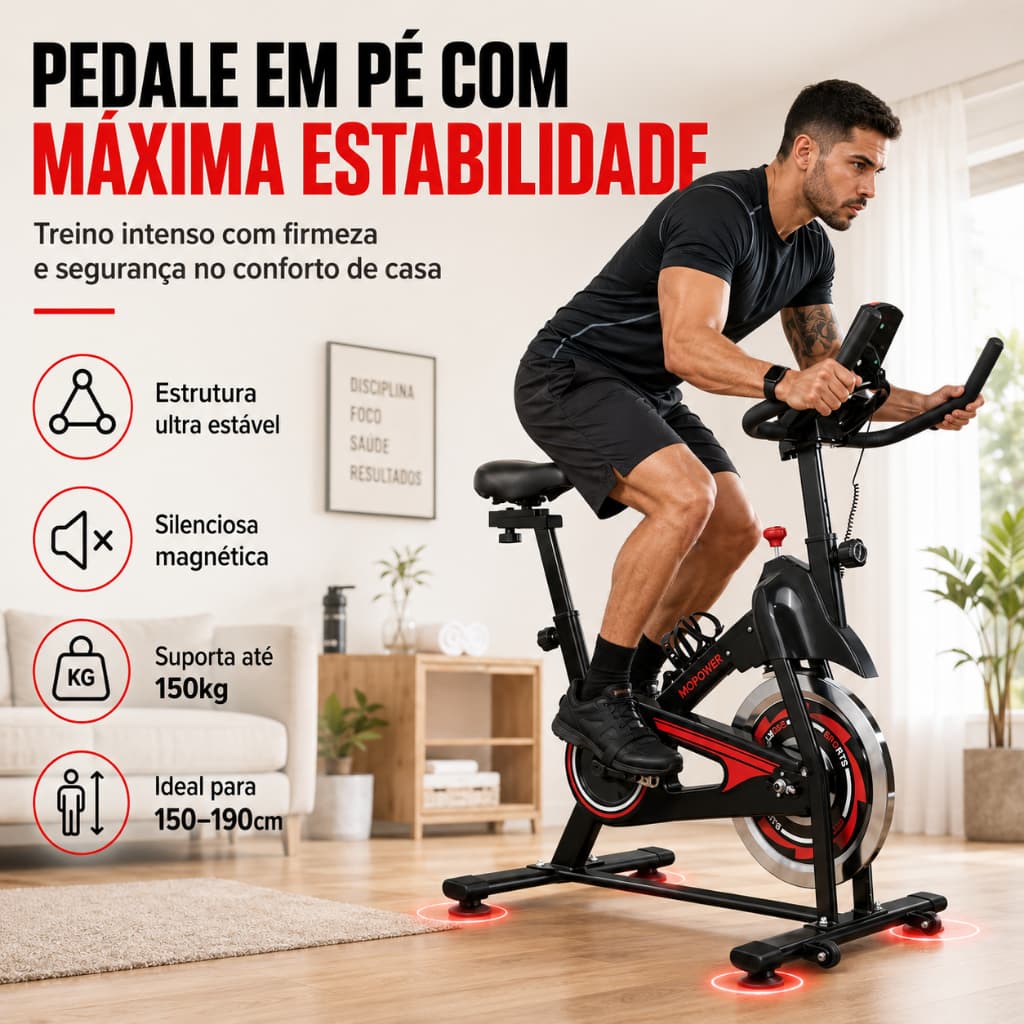 Bicicleta Ergométrica Rica Pro Mecânica - Sistema Comfort Motion e Monitoramento Cardíaco Tamanho Grande