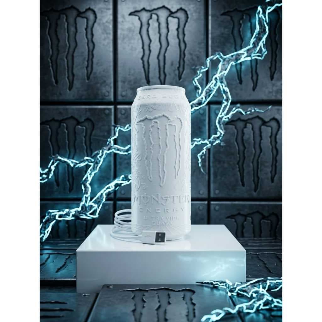 Luminária LED - RGB _ Bluetooth - Monster Energy - Decoração - Led - Quarto Geek