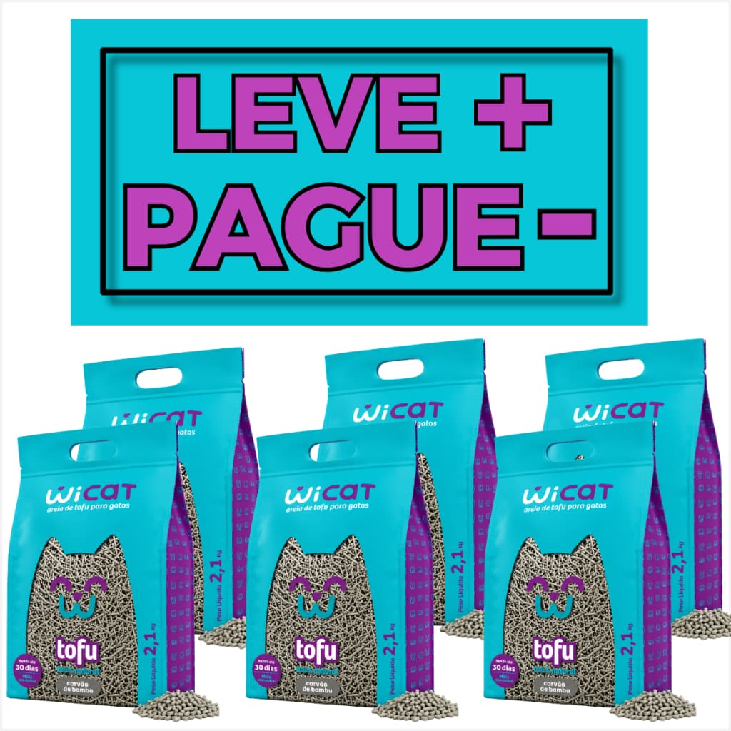 Areia Sanitária De Tofu Para Gatos Carvão de Bambu 2,1kg Leve + Pague -