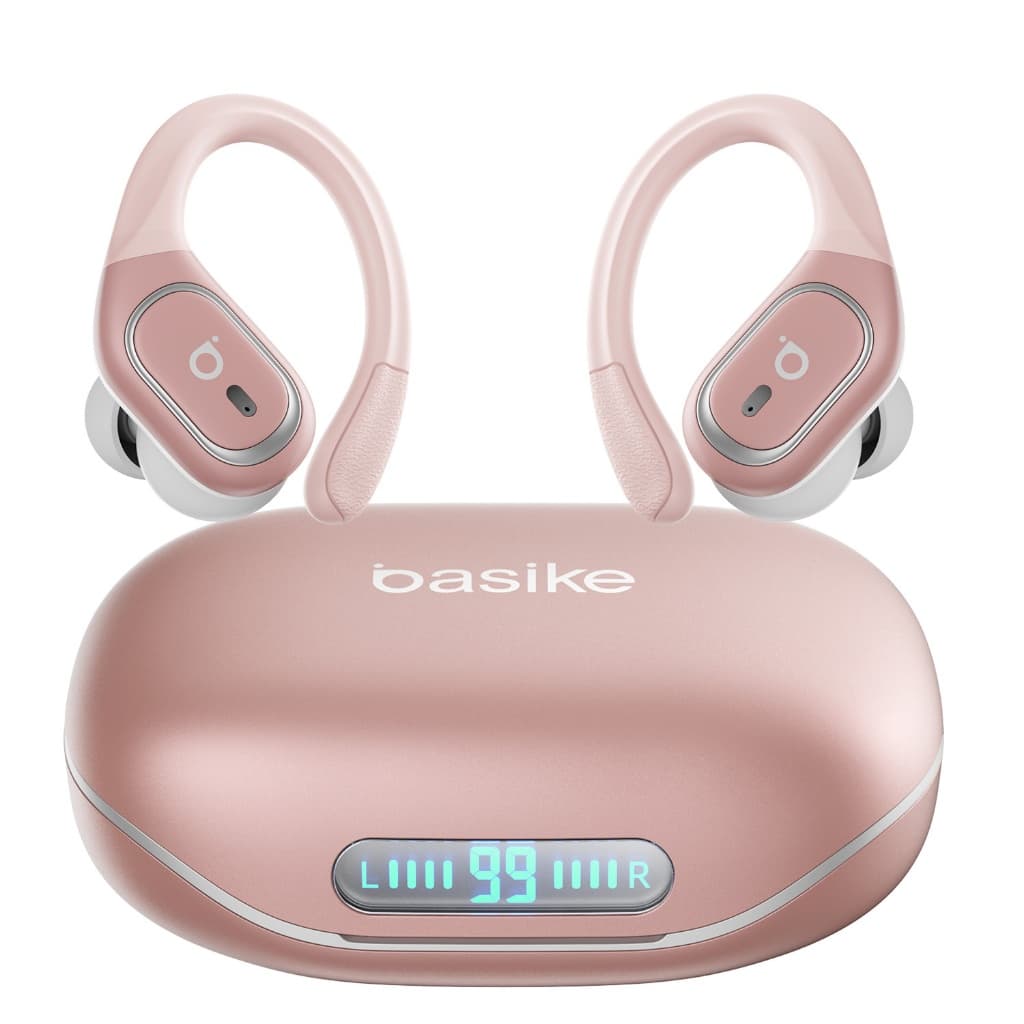Basike Fones de Ouvido Clip-on, Bluetooth 6.0, Cancelamento de Ruído ENC com Dois Microfones