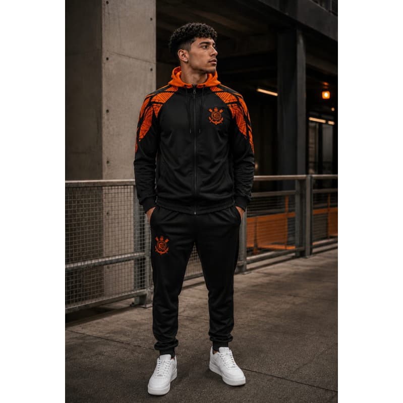 Conjunto Agasalho Masculino de Time – Jaqueta com Zíper + Calça Esportiva