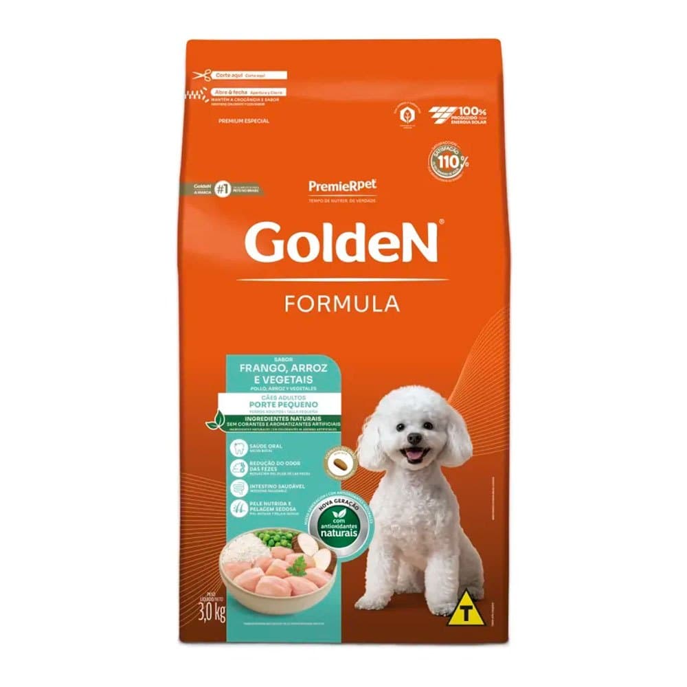 Ração Golden Fórmula Mini Bits Cães Adultos Raças Pequenas Frango e Arroz 3kg