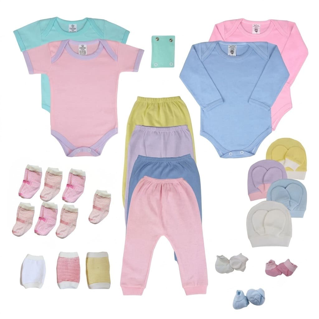 Kit 30 Peças Enxoval Bebê Body Mijão Meia Touca e Luva Maternidade
