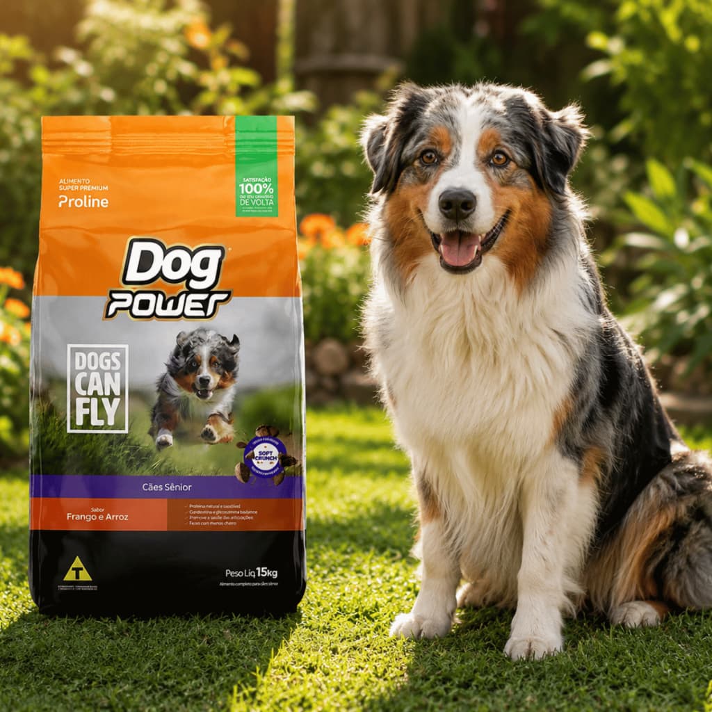 Ração Para Cachorro Mais Velho 15 kg Dog Power Sênior Premium Para Cachorro mais Velho Frango com Arroz