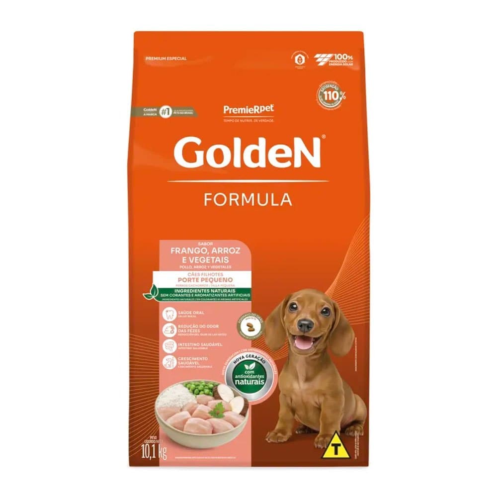 Ração Golden Fórmula Mini Bits Cães Filhotes Porte Pequeno Frango e Arroz 10,1kg