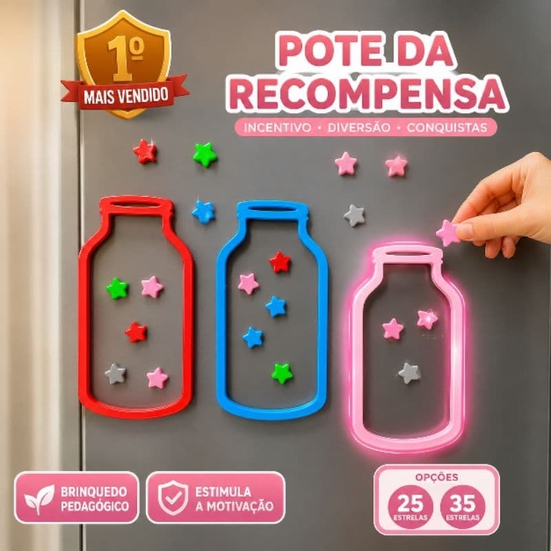 Pote de Recompensa (magnético), pedagógico, brinquedo para a família, reforçador, educativo, aprendizagem, montessori