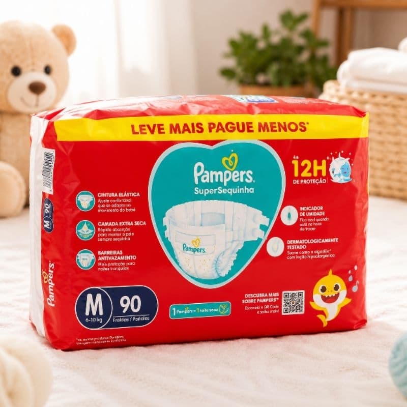 Fralda Pampers M90 – Super Sequinha ,Alta Absorção, Conforto e Proteção