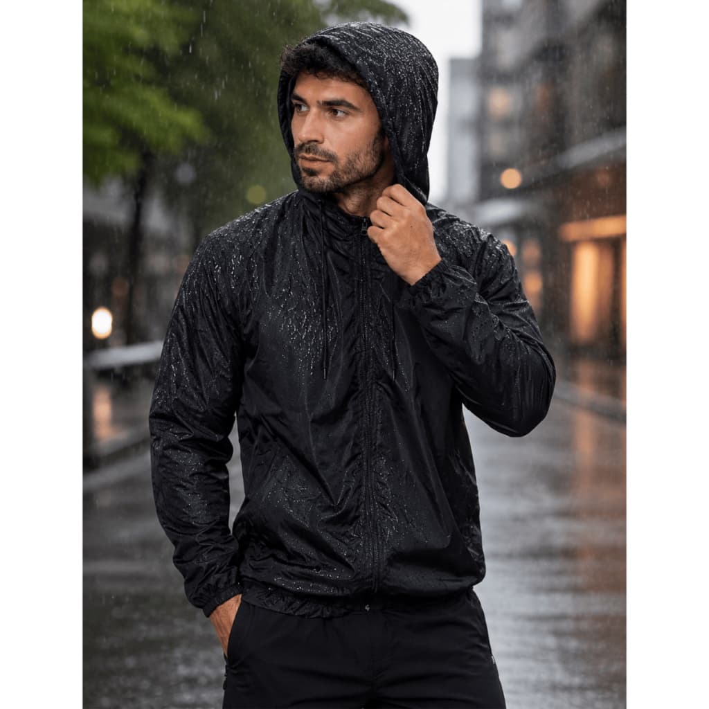Jaqueta Corta Vento Masculina Impermeável com Capuz Leve Resistente ao Frio e Chuva - Blusa Masculina Lisa de Treino