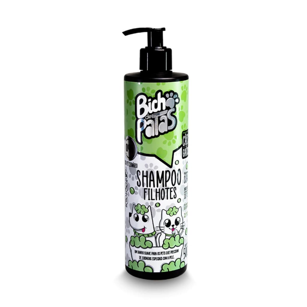 Shampoo para Filhotes Cães e Gatos Bicho de Patas 500ml Shampoo Pet Neutro Limpeza Suave