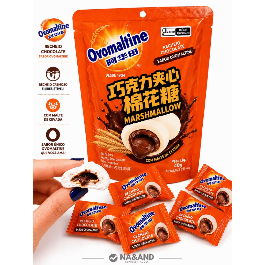 Marshmallow Ovomaltine Pacote 40g Doce Importado Chocolate Original