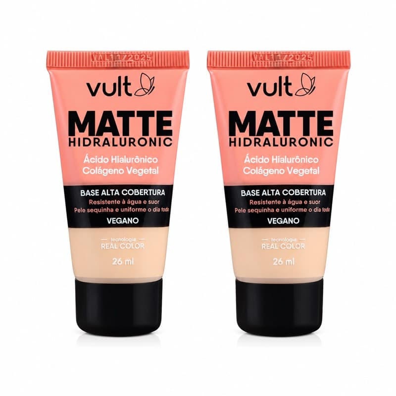 2 Base Líquida Matte V-170 Vult 26ml com Alta Cobertura VAL 10/2026