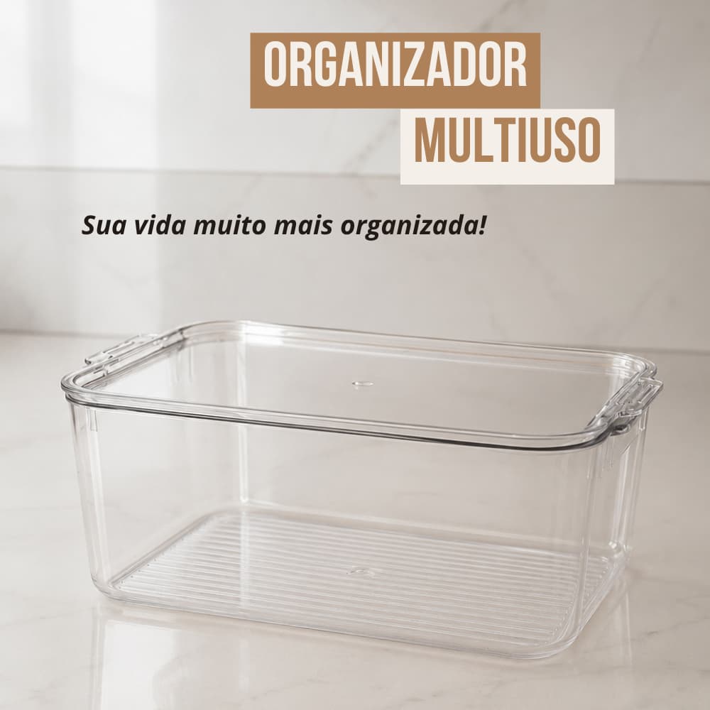 Organizador de Geladeira Potes Organizadores de Cozinha Acrílico com Tampa Multiuso
