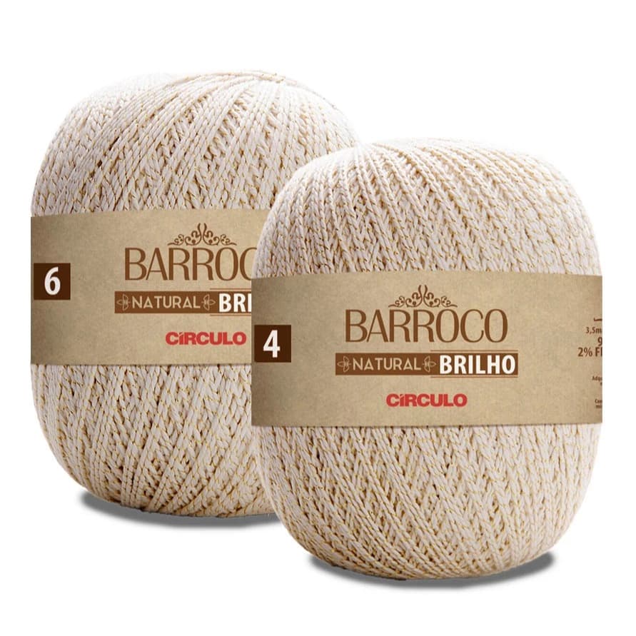 Barbante Barroco Natural/Natural C Brilho Fio 4/Fio 6 Círculo 700g tradicional ou Com Brilho Ouro Para Crochê