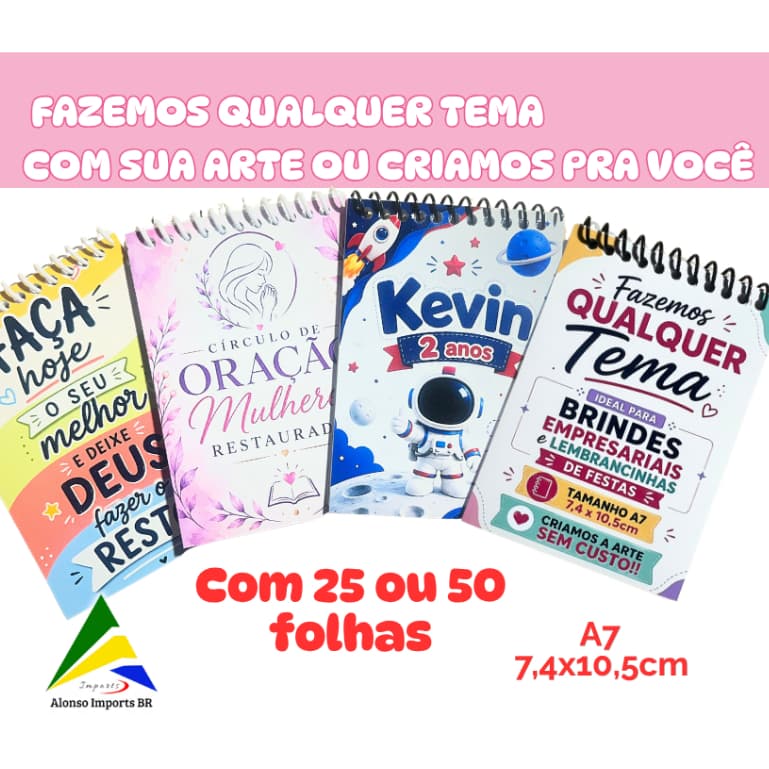 30 / 35 / 40 / 50 / 60 / 70 / 80 - Bloquinhos Personalizados - Com 25 ou 50 folhas