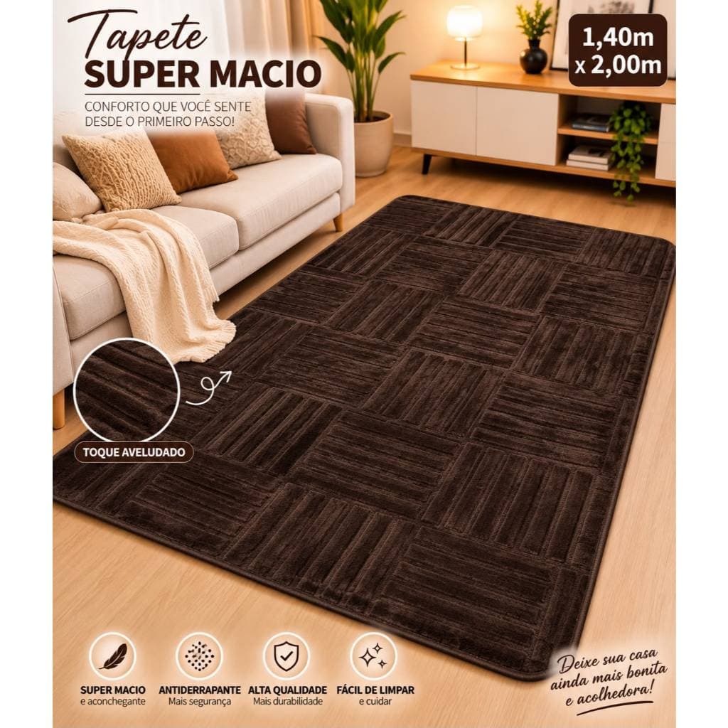 Tapete Sala Quarto Tóquio 1,40x2,00 Aveludado Antiderrapante Super Macio