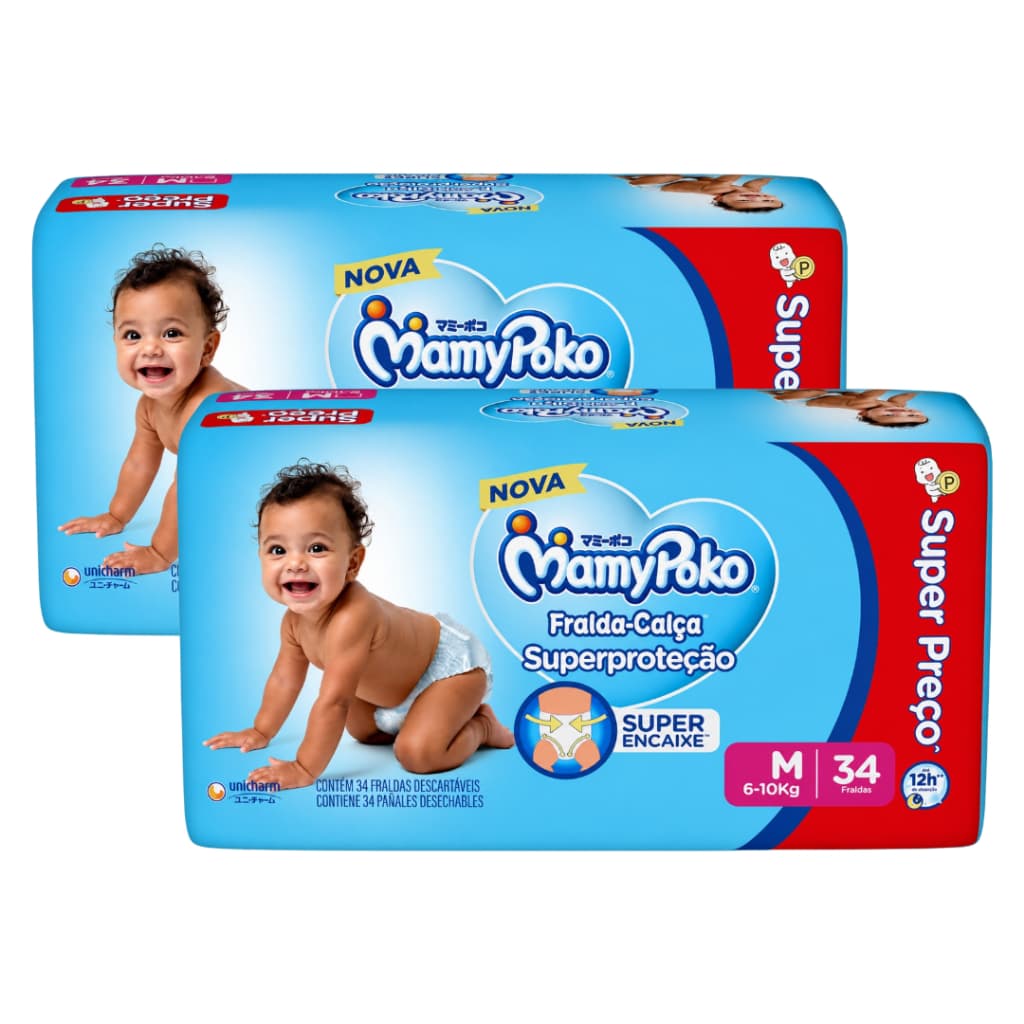 Kit 2 Pacotes Fralda-Calça Infantil MamyPoko Superproteção Jumbo Descartável