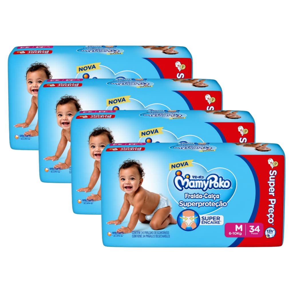 Fralda-Calça MamyPoko Superproteção Infantil 4 Pacotes