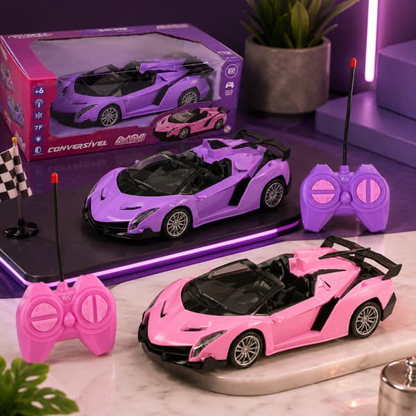 Carrinho de Controle Remoto Conversível Infantil – Carro Esportivo RC com Controle Sem Fio
