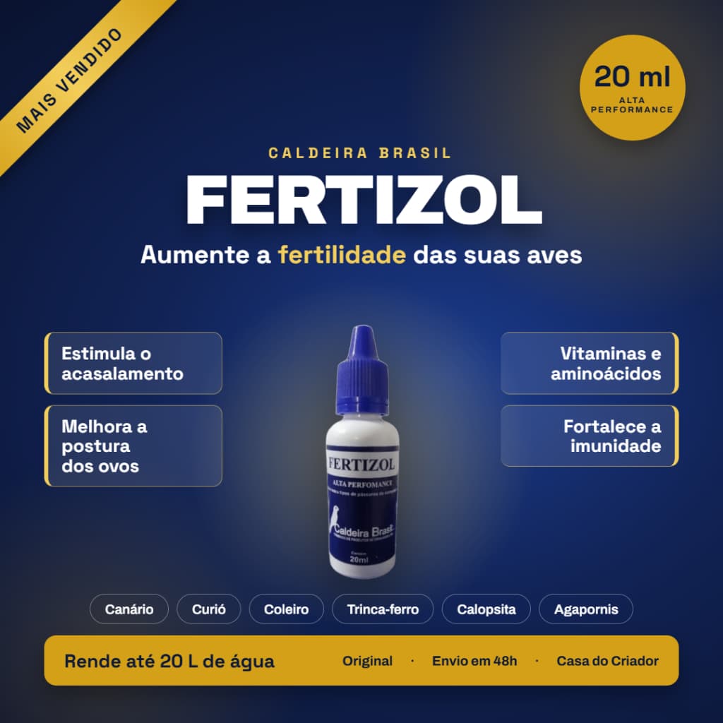 Fertizol Caldeira Brasil 20ml Vitamina Aves Reprodução Fertilidade Postura Ovos Imunidade