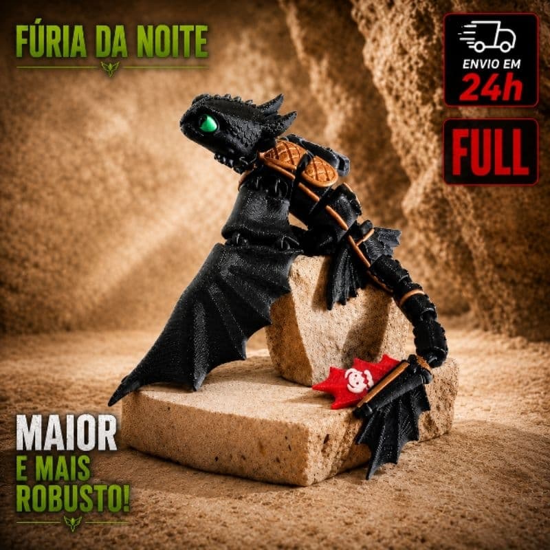 Boneco Articulado 3D – Como Treinar Seu Dragão (Fúria da Noite/Banguela) –TAMANHO GRANDE