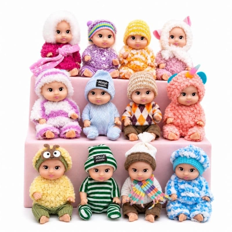 Mini Boneca Bebê 11cm com Olhos Abertos e Articulada para Brinquedos Infantil