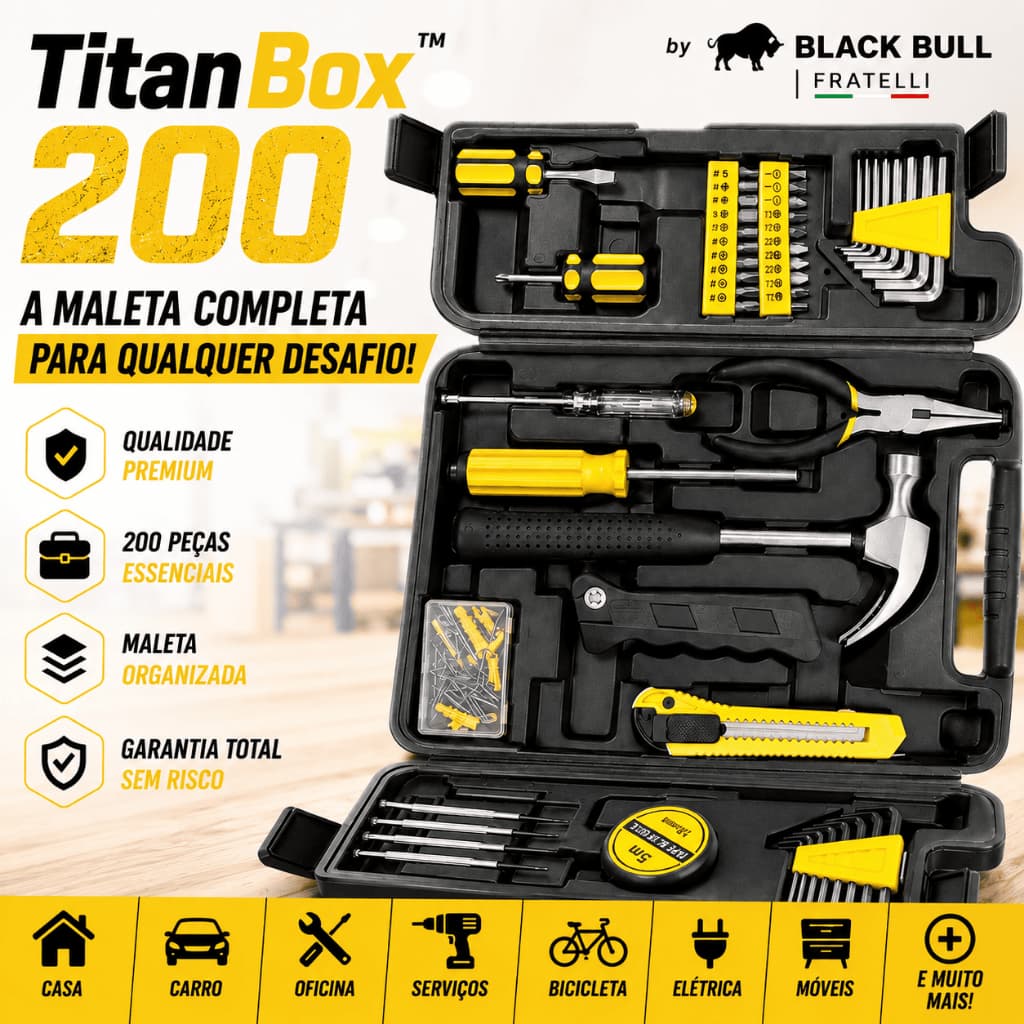 Maleta Ferramentas Profissional 200 Pecas Kit Completo Organizador Resistente