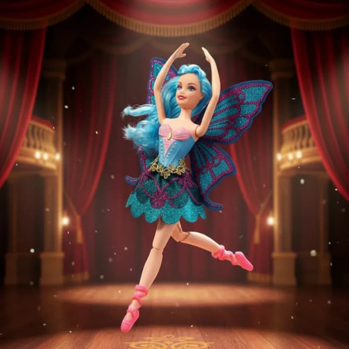 Boneca Bailarina Articulada Fada Com Roupa Glitter Brilhante