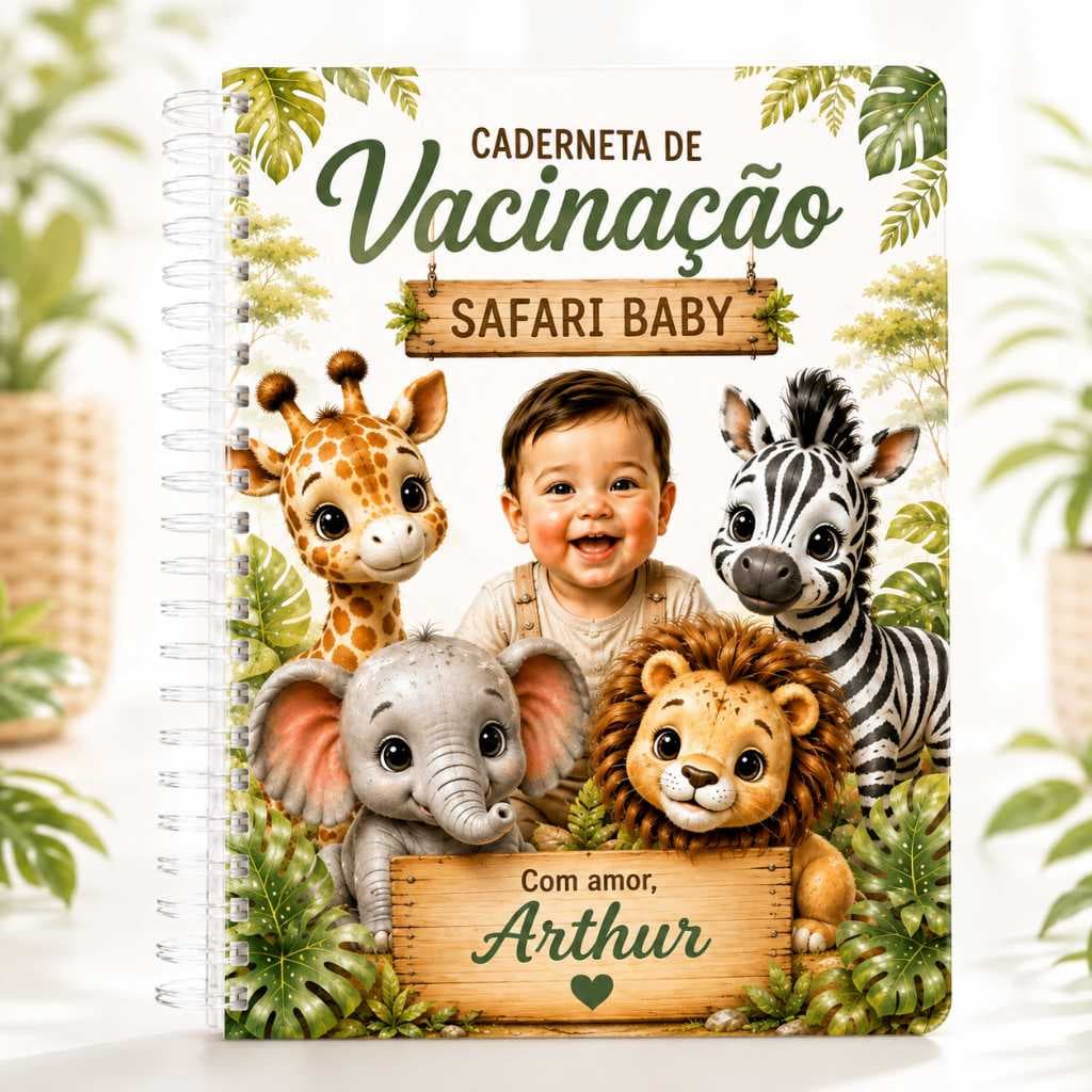 Caderneta Vacinação Safari Menino Personalizada