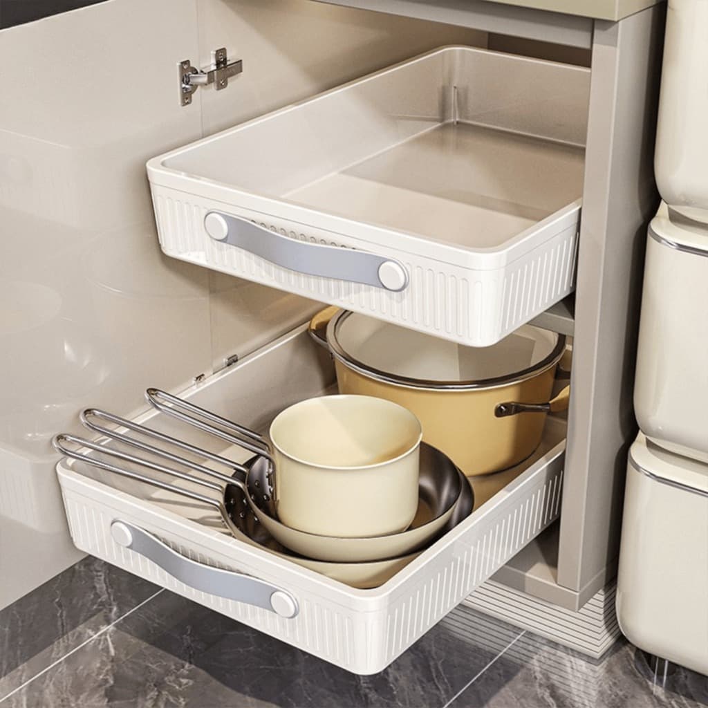 Gaveteiro Deslizante Multiuso 40cm Organizador com Corrediças para Armário, Cozinha e Despensa
