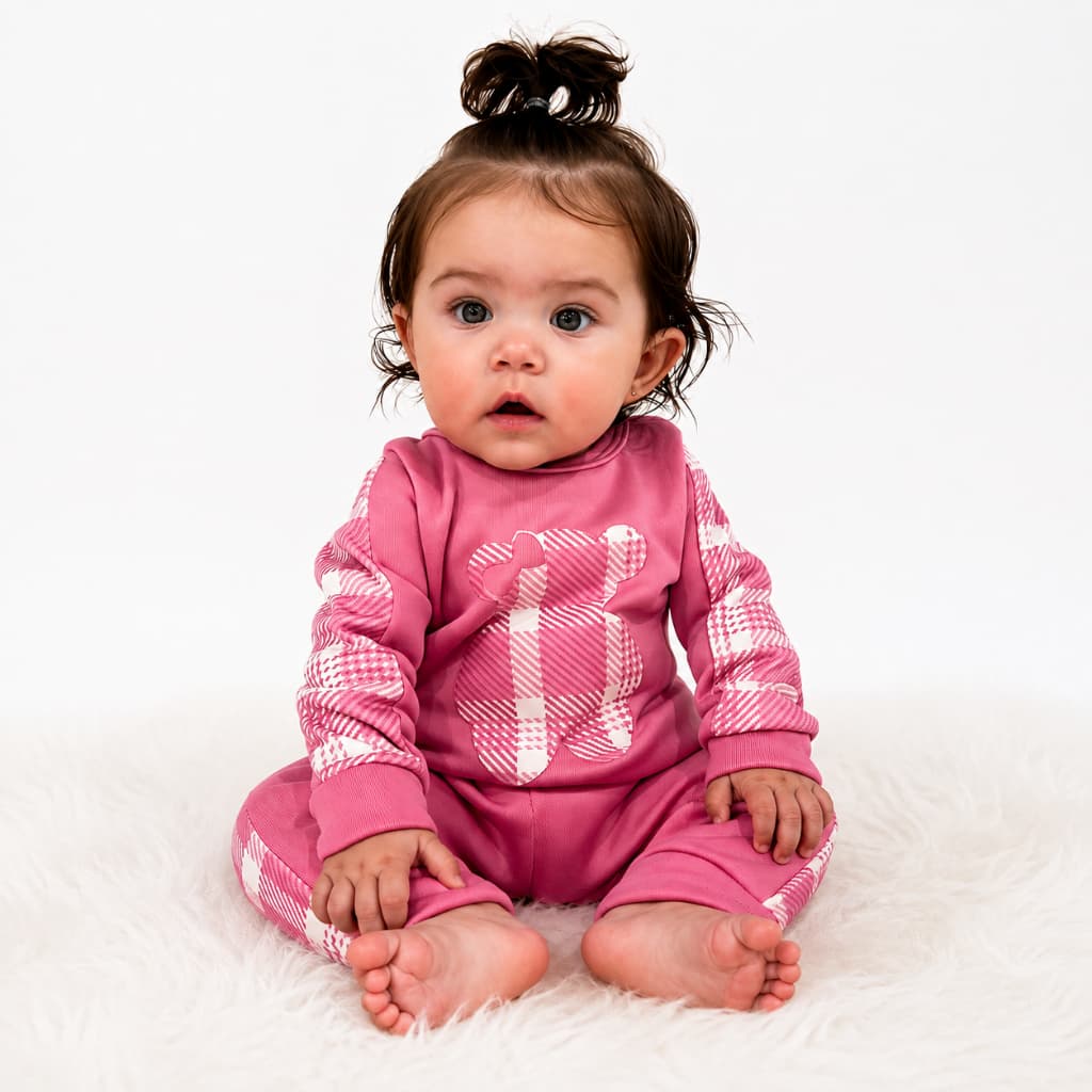 Conjunto Soft Bebê Menina Roupa Infantil Feminina Inverno Frio Quentinho Blusa Calça
