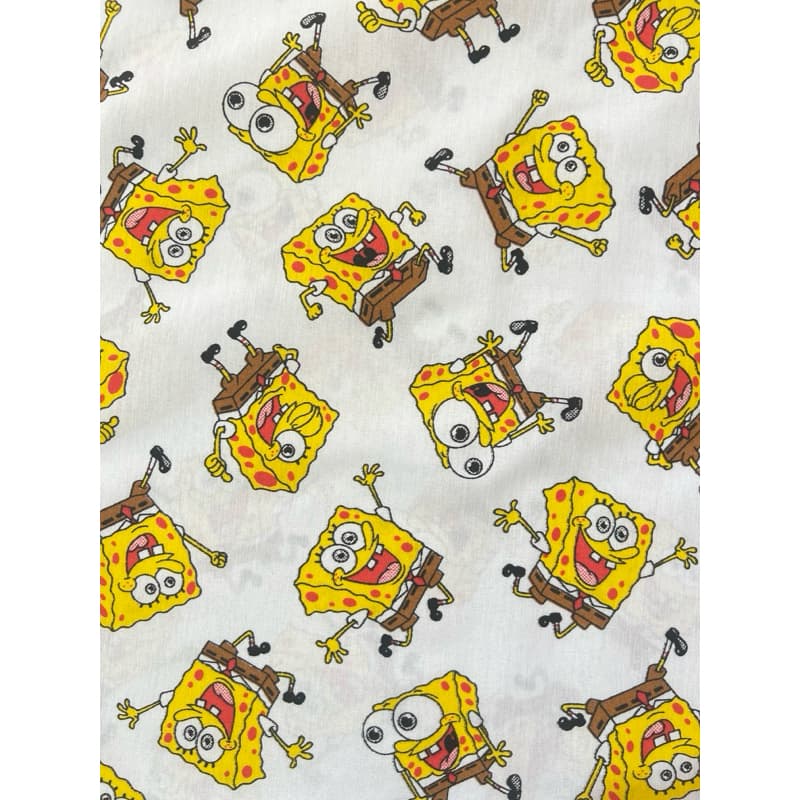 Tecido Tricoline Digital Misto Estampa Bob Esponja Patchwork Artesanato – 65% Poliéster | 35% Algodão