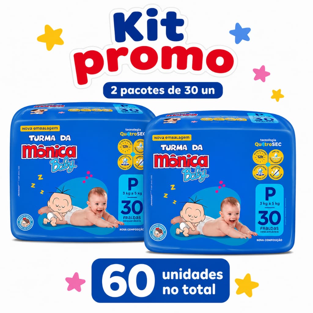 Fralda Infantil Turma da Mônica Baby - RN/P/M/G/XG/XXG