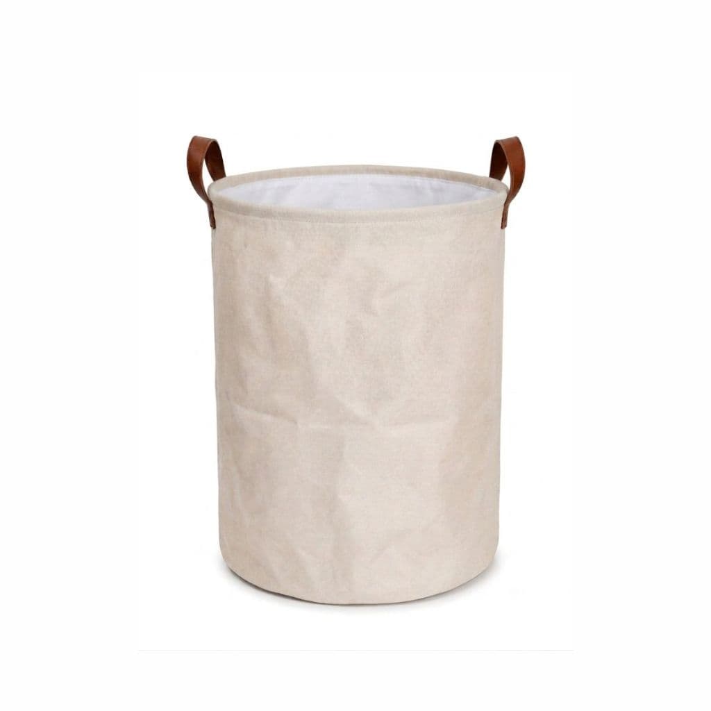 Cesto Organizador De Tecido Tipo Linho Dobrável Redondo Brinquedos Roupa Suja Ideal para Lavanderia Quarto Banheiro