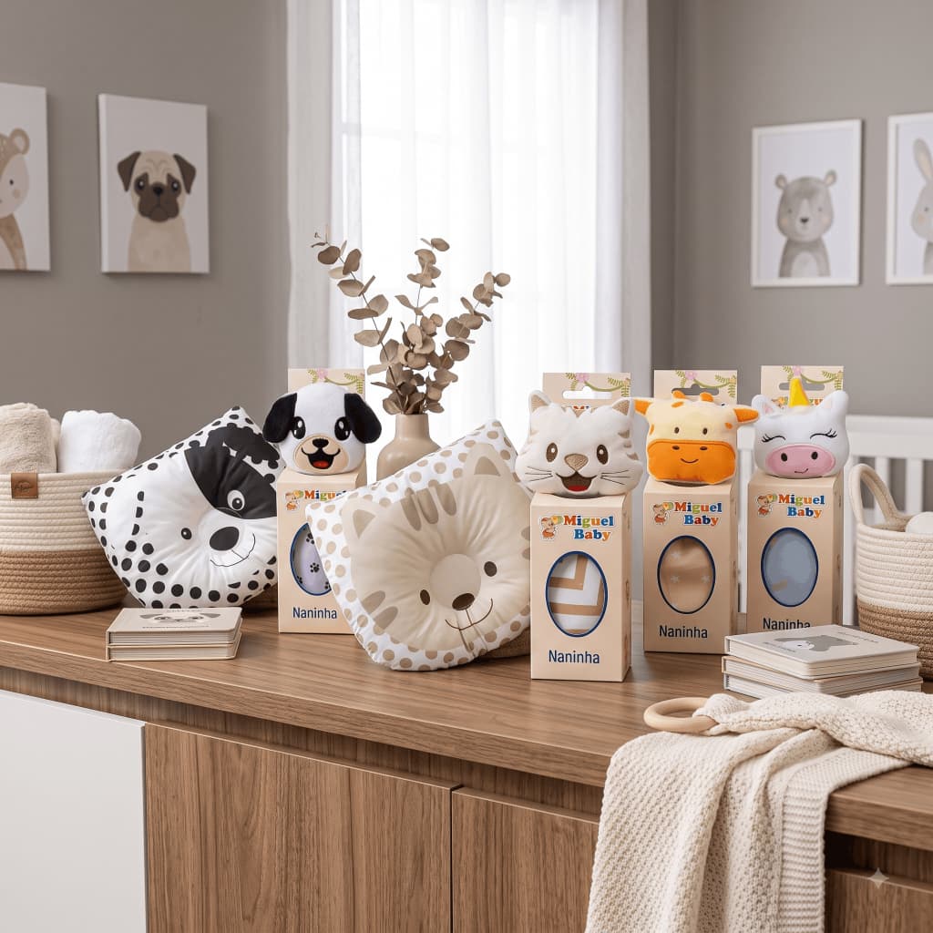 Kit Travesseiro Anatômico e Naninha Bebê Menino Menina Almofada Paninho Enxoval Ateliê Amor de Mãe