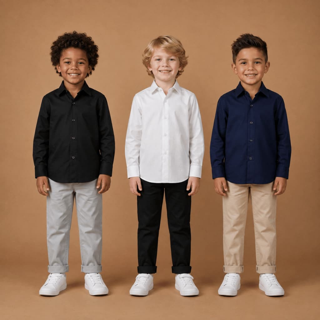 Conjunto Infantil Slim Para Festa Com Camisa Social Manga Longa E Calça Social Com Regulagem Interna
