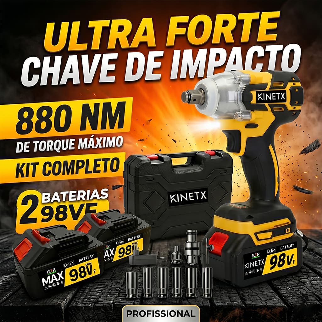 Kit Chave de Impacto Elétrica 880NM 2 Baterias 3 em 1 Brushless Parafusadeira Furadeira Sem Fio Profissional