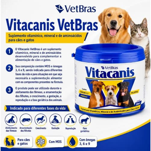 Vitacanis 250g - Suplemento Vitamínico Para Cães E Gatos