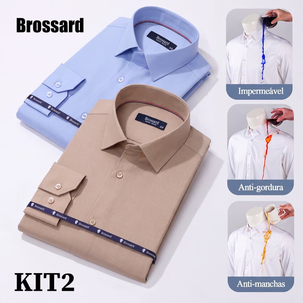 Camisa Social Masculina Manga Longa Slim, Não Amassa, Respirável e Impermeável, Ideal para Trabalho